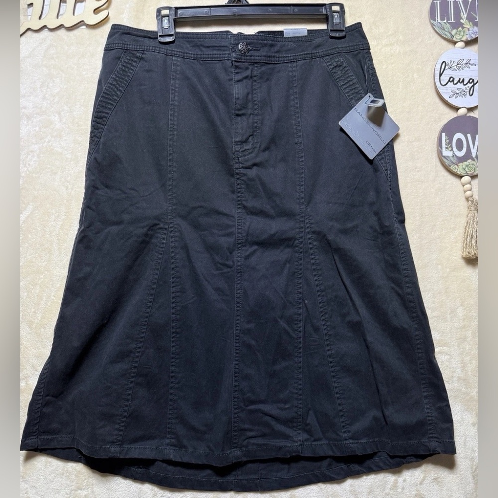 BandolinoBlu NEW denim A-line Midi skirt black womens size 10